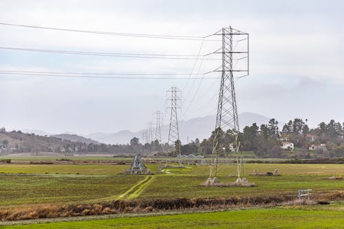 Transmission Towers on the farm Field