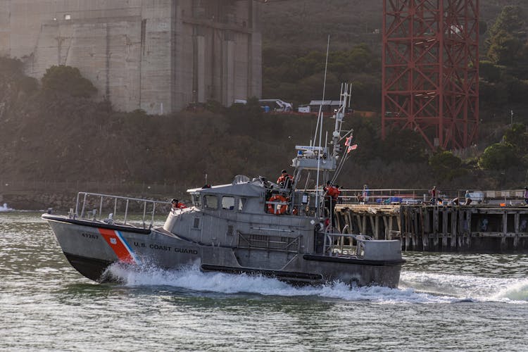 US Coast Guard Boat On The Sea