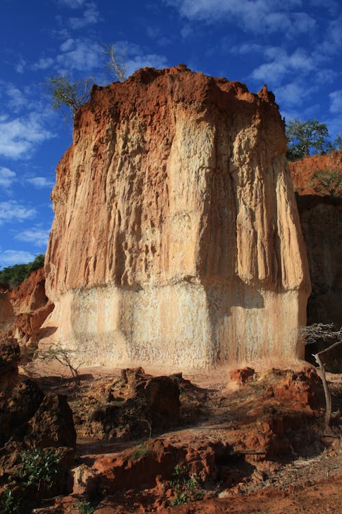 Brown Rock Formation Under the Blue Sky