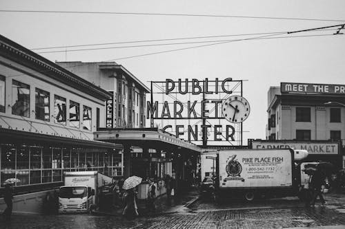 Grayscale Public Market Center Signage