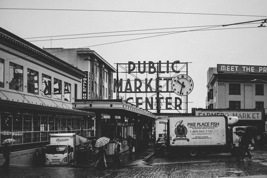 Grayscale Public Market Center Signage