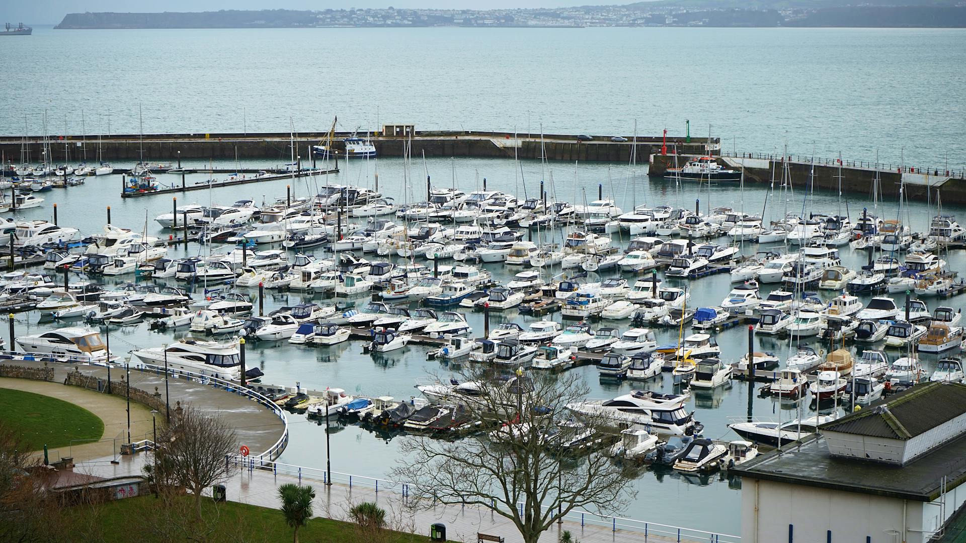 Aerial View of Watercrafts on Dock