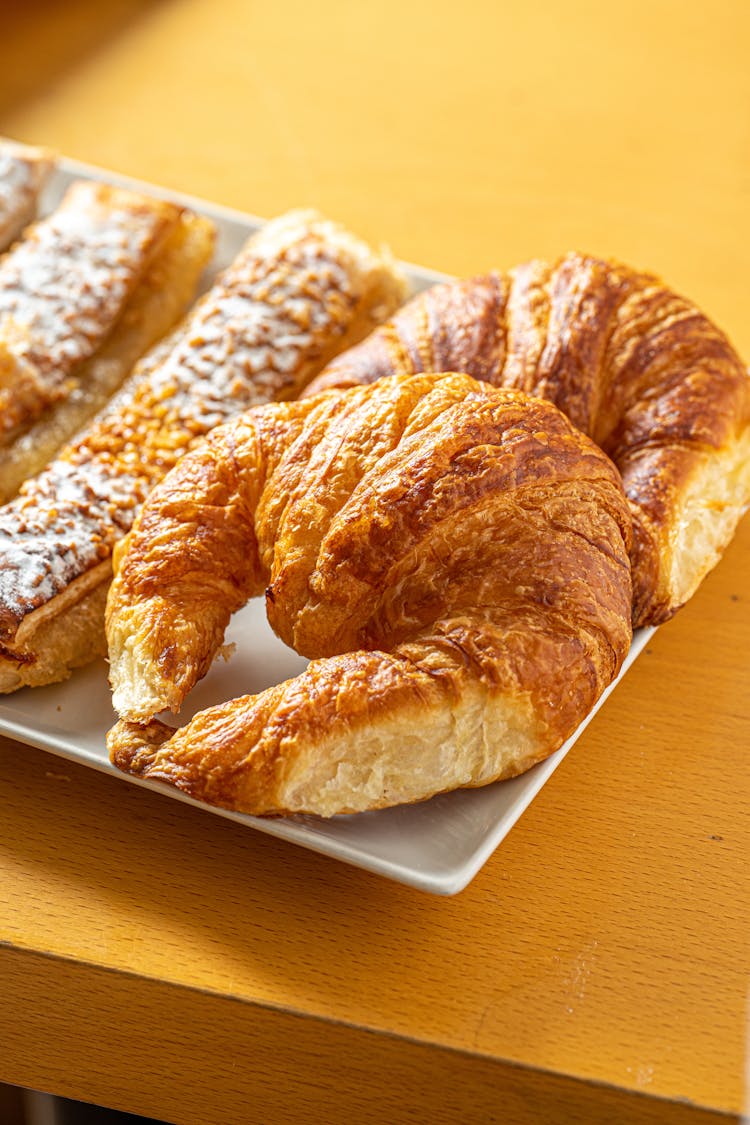 Baked Croissants On A Plate