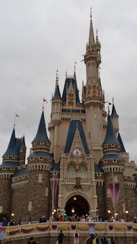 Stunning image of the iconic Cinderella Castle at Tokyo Disneyland, Japan.