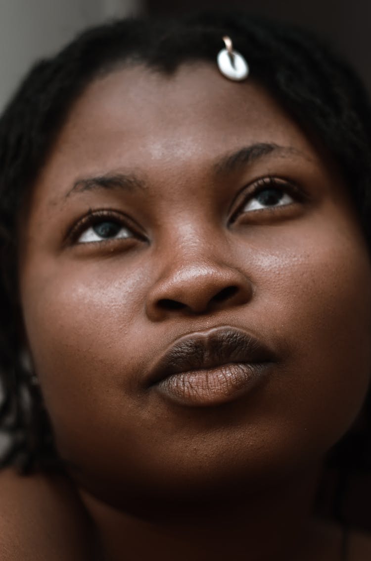 Woman Face While Looking Up