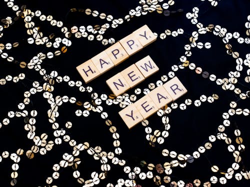Happy New Year out of Scrabble Tiles