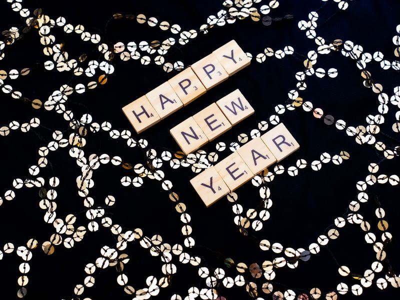 Glasses with champagne for New Year celebration toast