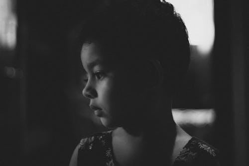 Free Grayscale Photo of a Boy Stock Photo