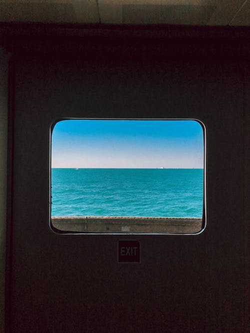 View on the Sea from a Boat Window 