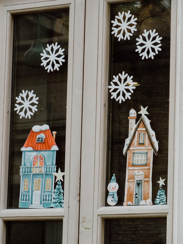 Christmas Stickers On A Window