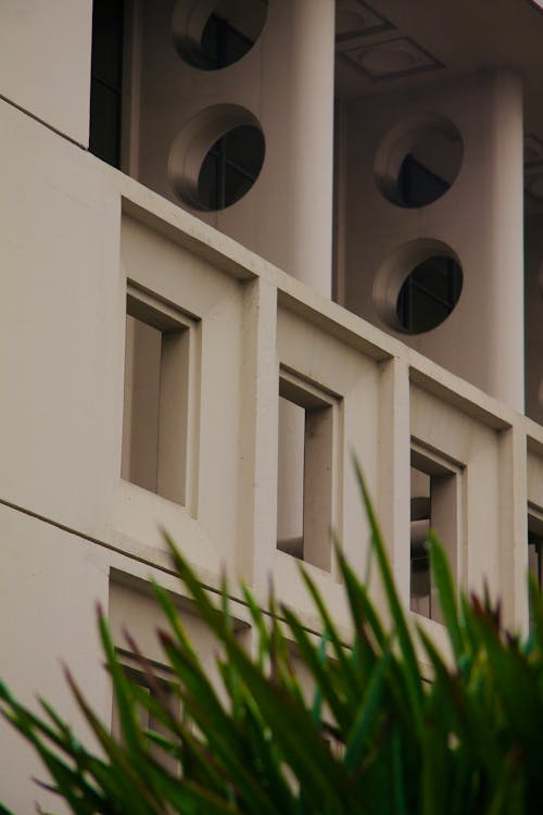 Concrete Wall of Building with Geometrical Designs 