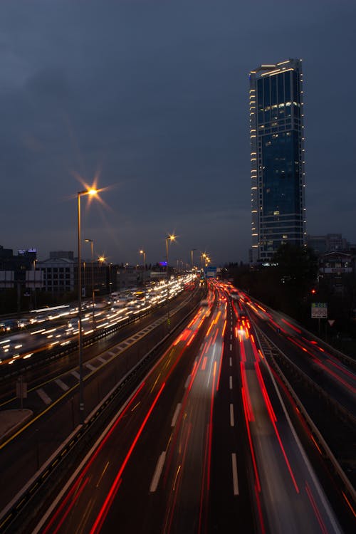 Kostenloses Stock Foto zu autobahn, bewegungsunschärfe, langzeitbelichtung