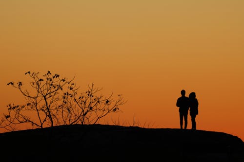 Foto d'estoc gratuïta de a l'aire lliure, amb silueta, amor