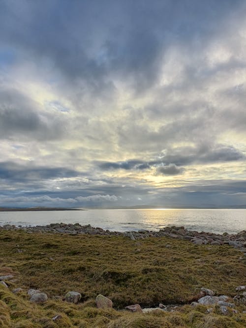 Blue Gray Clouds over a Seashore