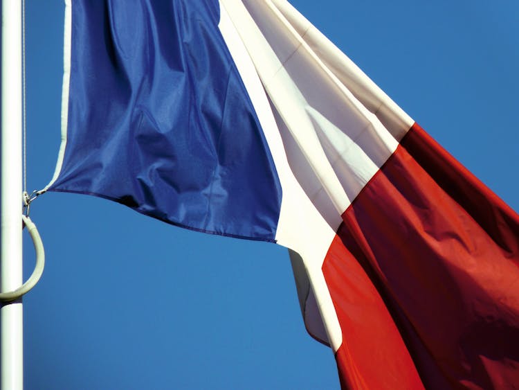 Close-Up Shot Of The Flag Of France 