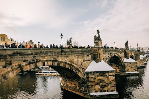 People on the Charles Bridge in Prague, Czech Republic