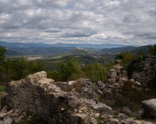 Stone Building Ruins and Hills behind