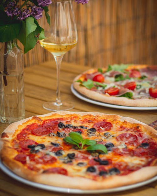 Pizza Served in a Restaurant 