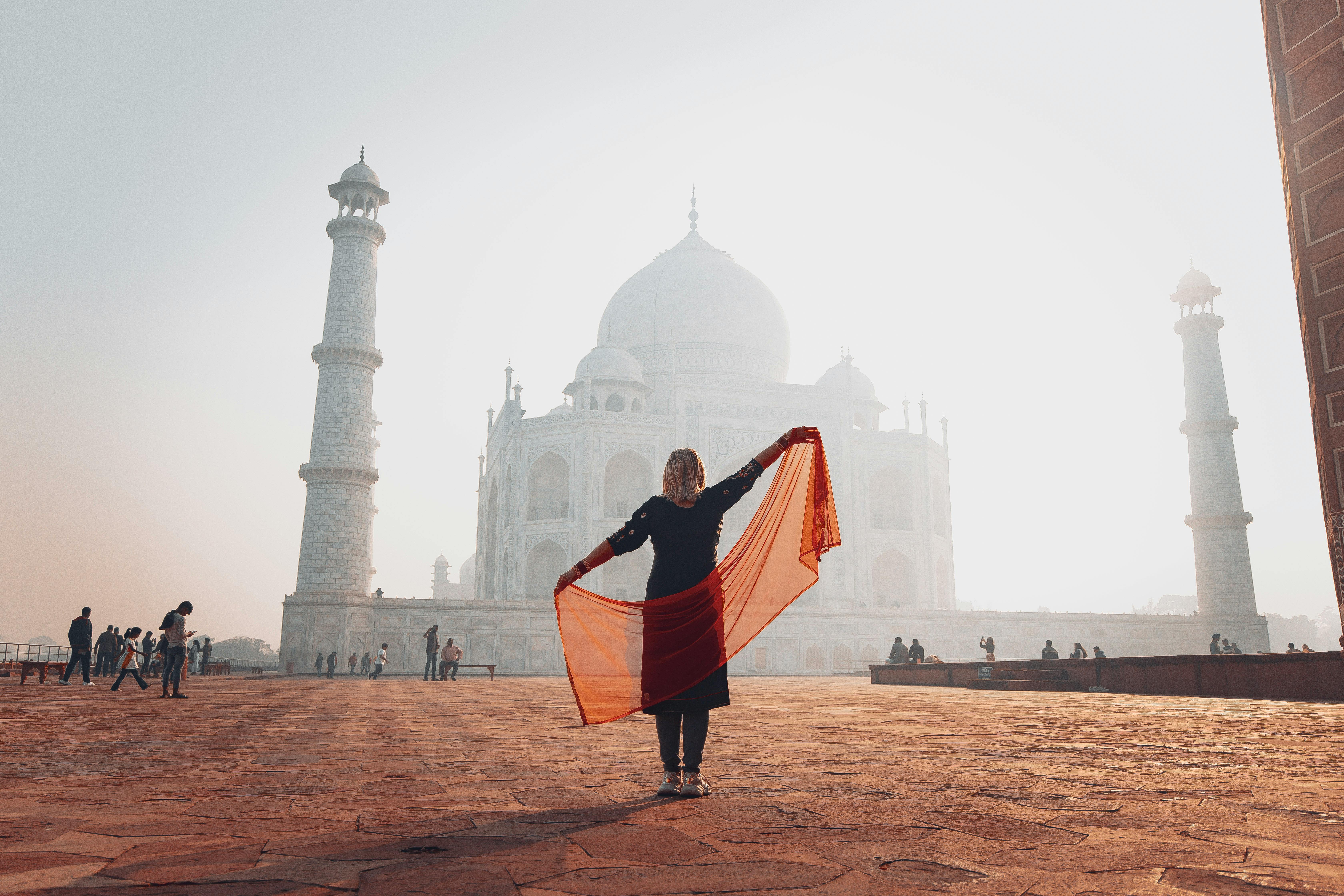 Free In front of Iconic Taj Mahal❤ Stock Photo