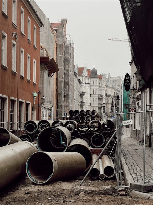 Metal Tubes Lying on the Street