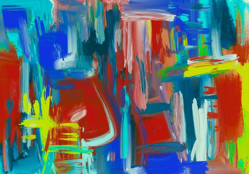 Stunning abstract acrylic painting with bright, vivid colors and bold brushstrokes.