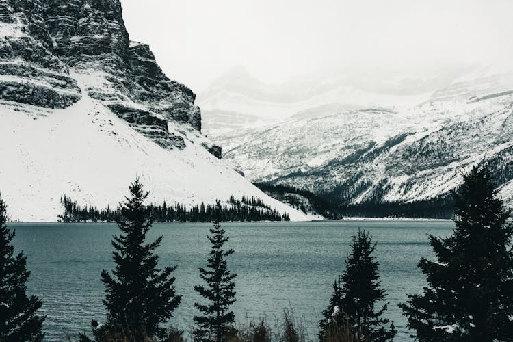 View Of Mountains With Snow