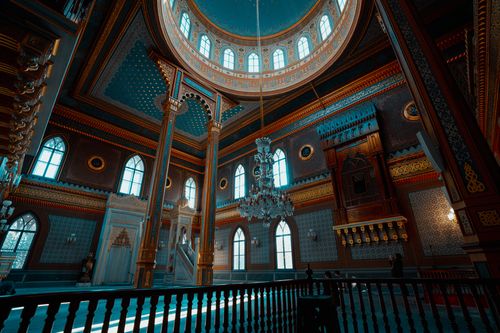 Free Intricate interior of Yıldız Hamidiye Mosque in Istanbul, showcasing stunning architecture and chandelier. Stock Photo
