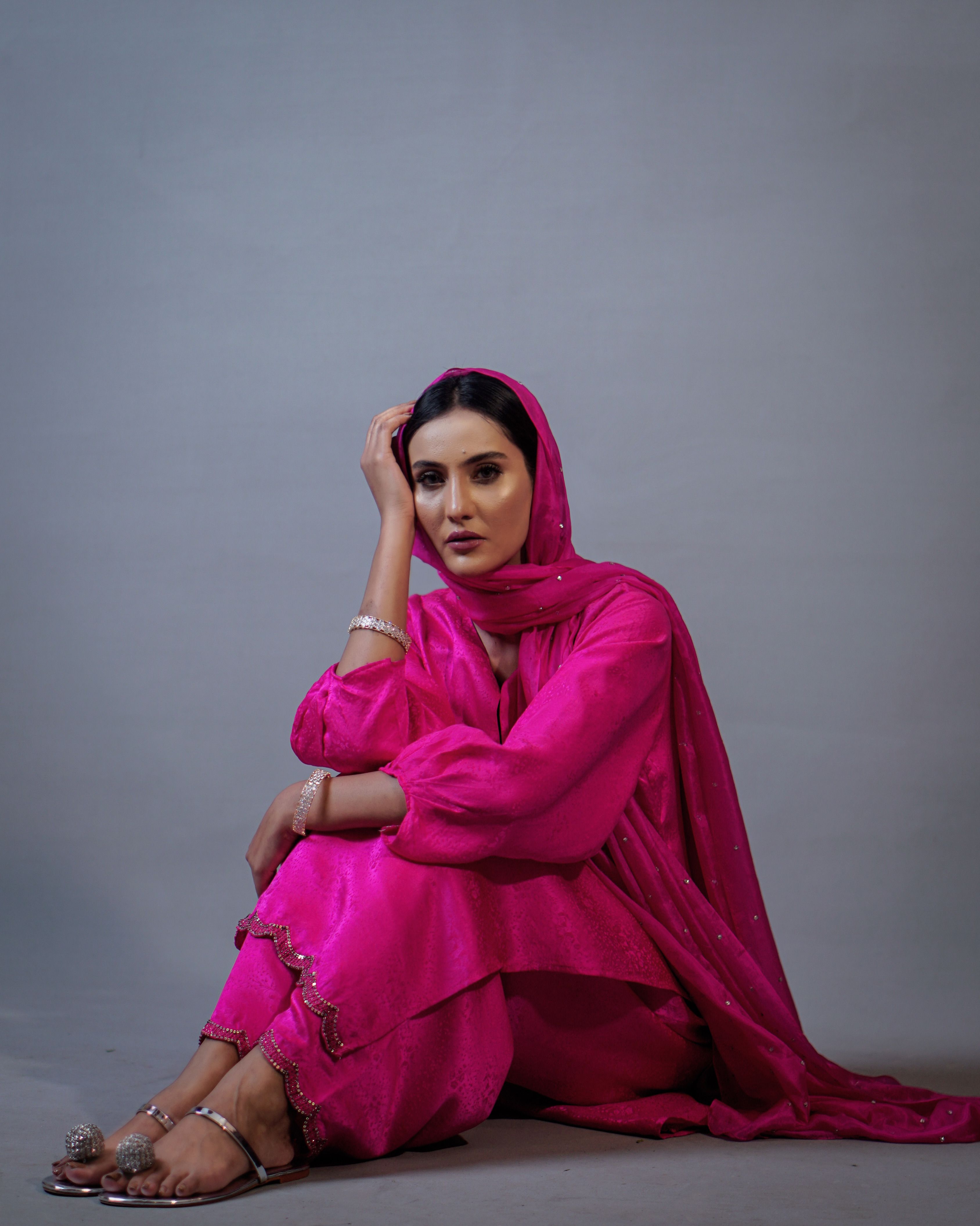 A Woman in Pink Dress Sitting on the Floor · Free Stock Photo