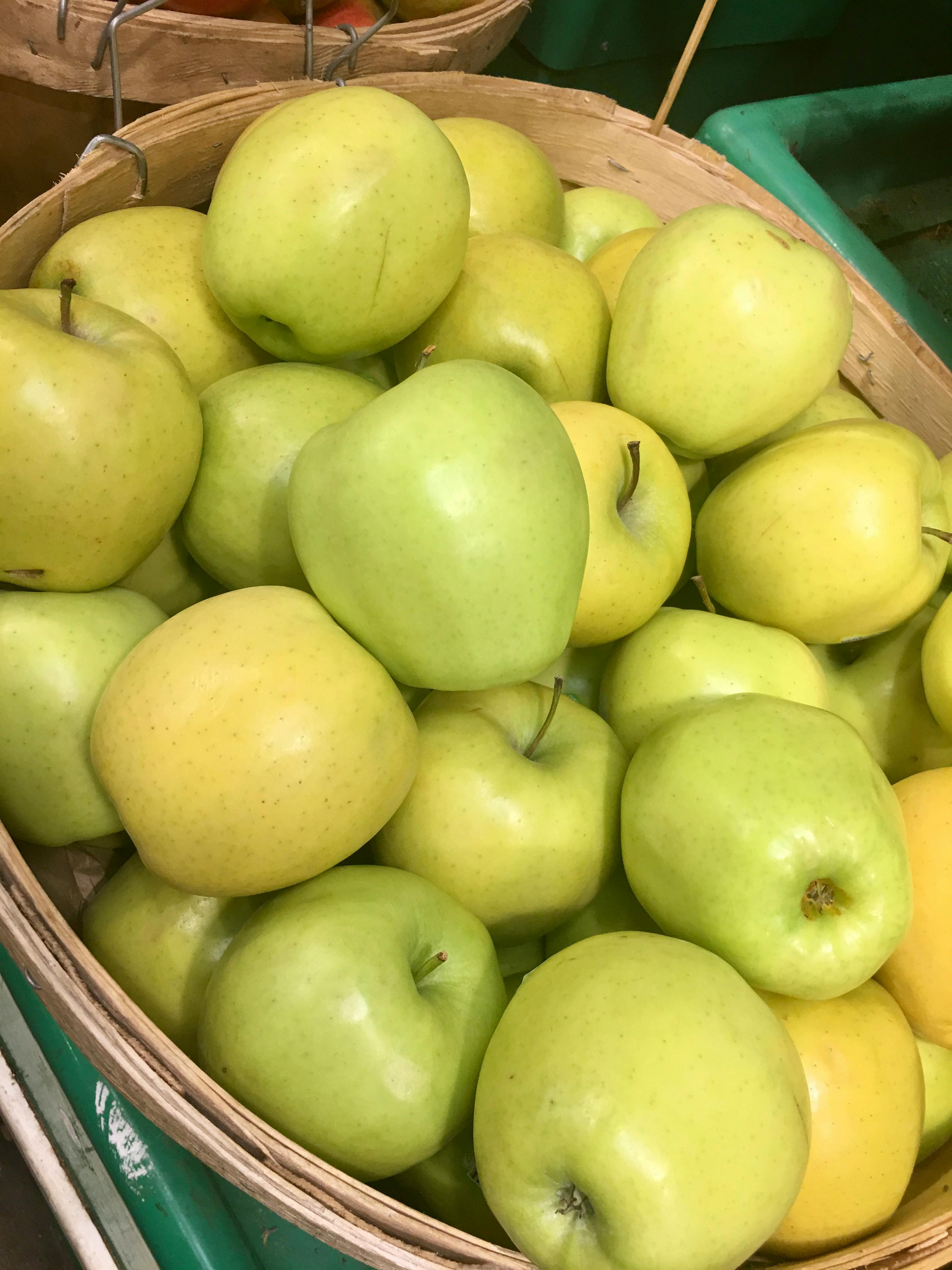 Free stock photo of apples, basket, yellow apples