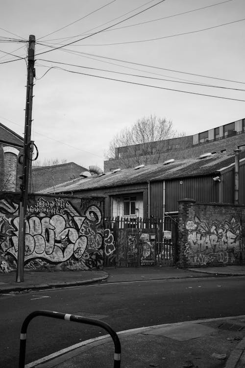 Grayscale Photo of an Empty Street