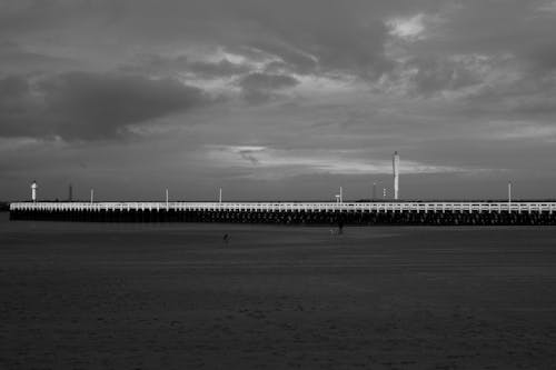 Pier on Seashore in Oostende, Belgium