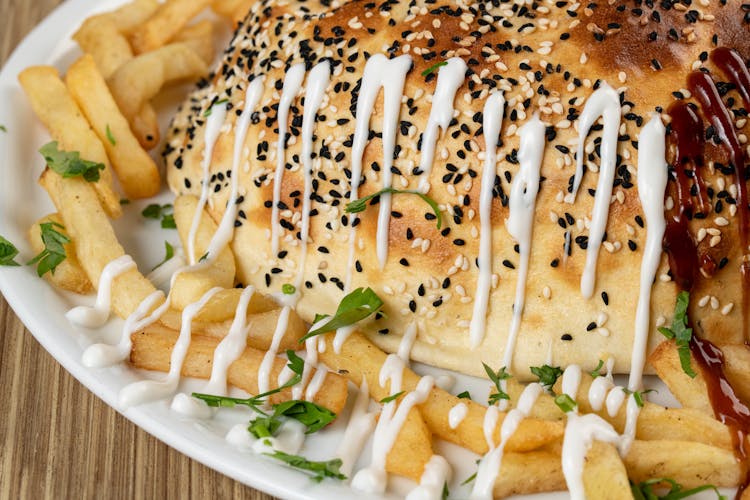 Bread And Fries On The Plate