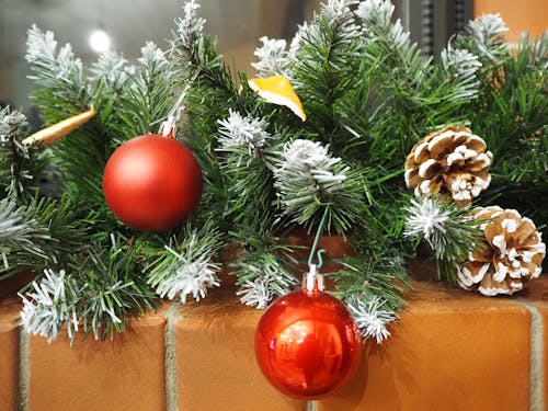 çam kozalağı, noel atmosferi, Noel dekorasyonu içeren Ücretsiz stok fotoğraf