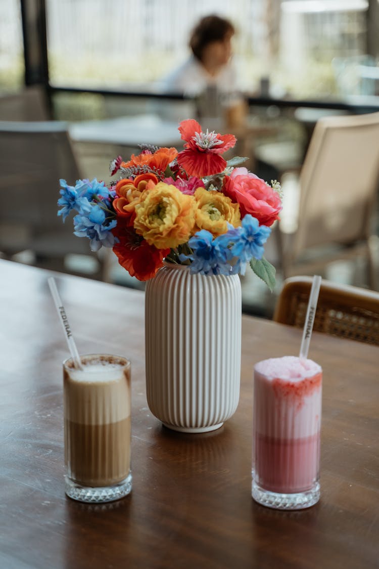 Colorful Cocktails And Flowers