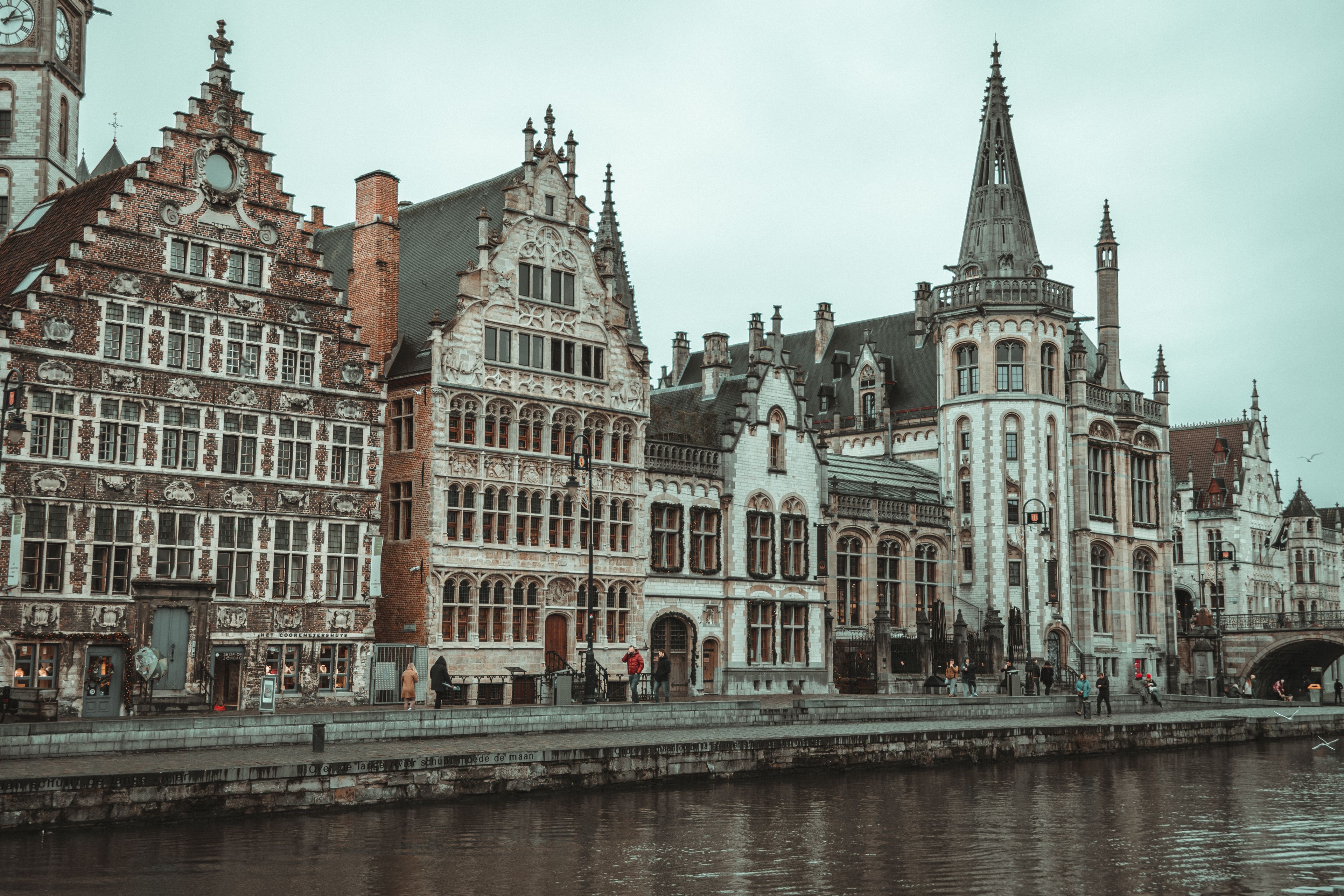 Ghent Graslei canal medieval buildings