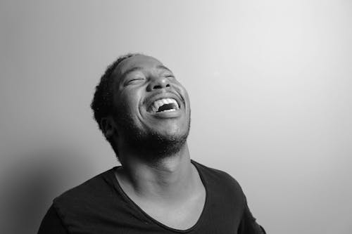 Free Grayscale Photograph of Man Laughing Stock Photo