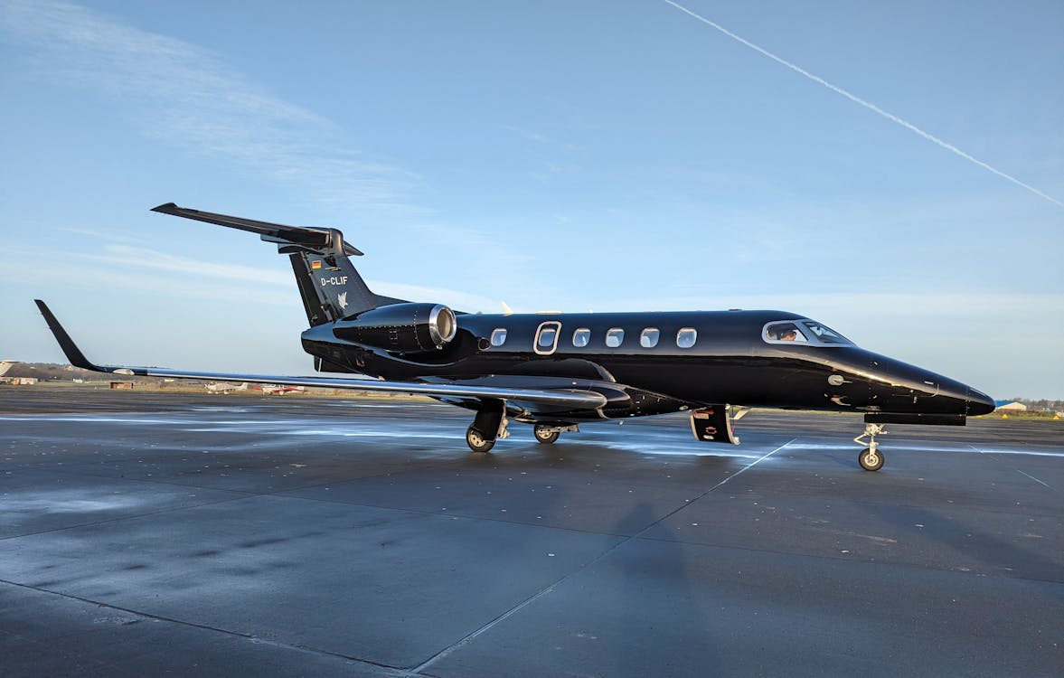 Black Private Jet in the Airport