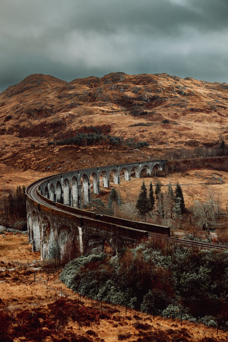 Viaduct In Mountains Landscape