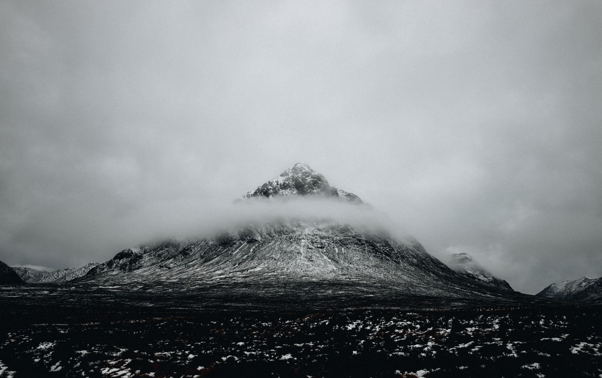 Clouds over Mountain in Black and White · Free Stock Photo