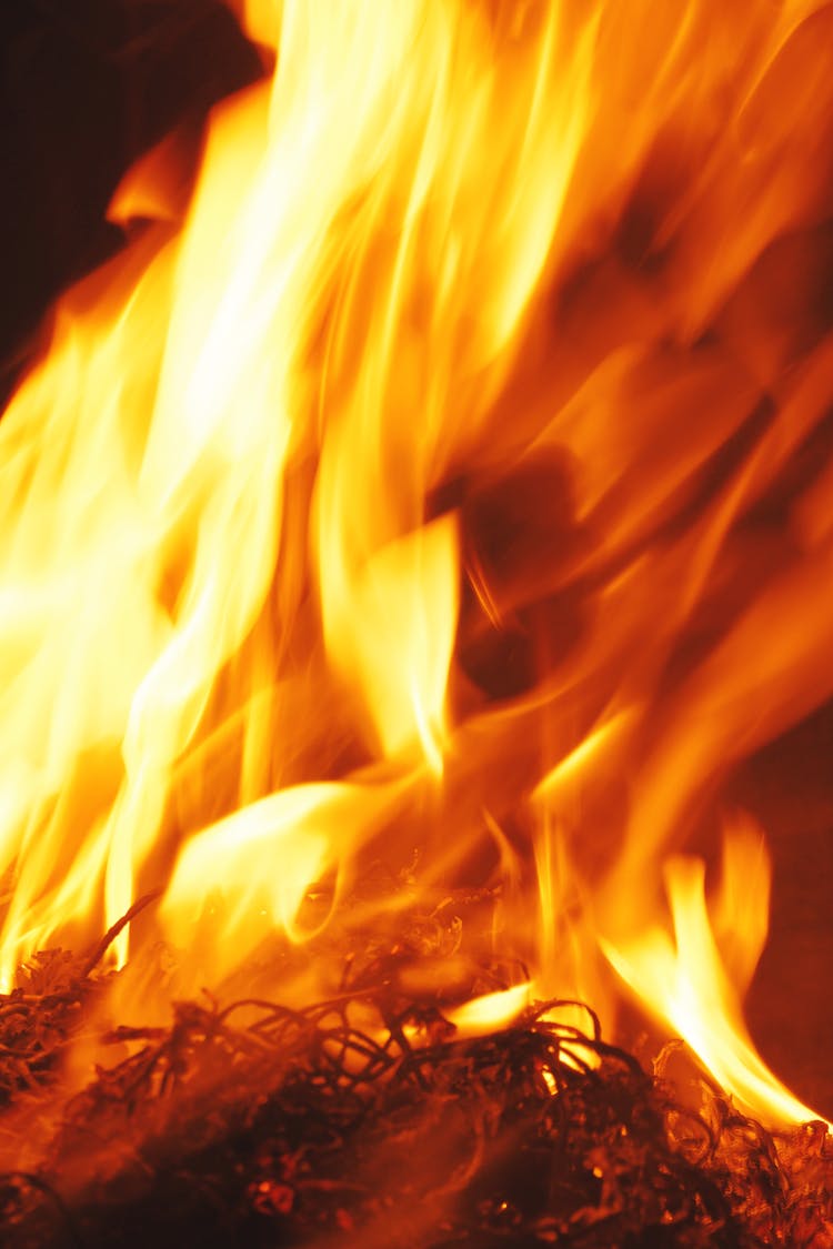 Close-Up Shot Of Blazing Fire