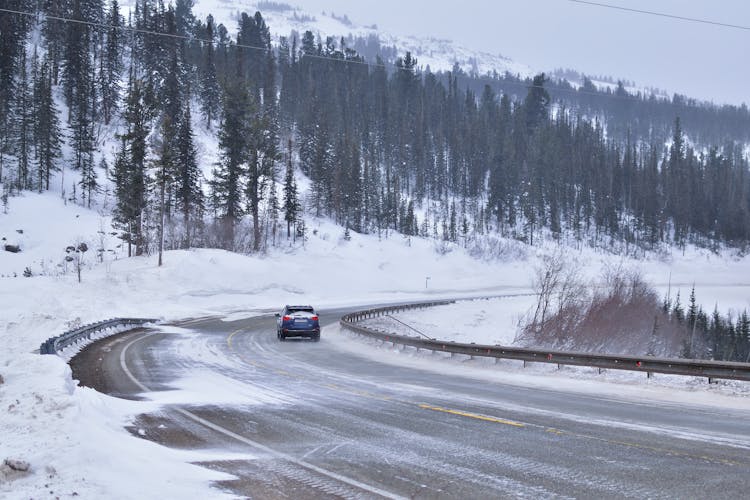 Car On The Road During Winter