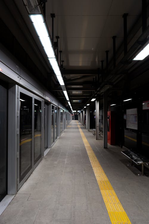 View of an Empty Subway Station Platform 