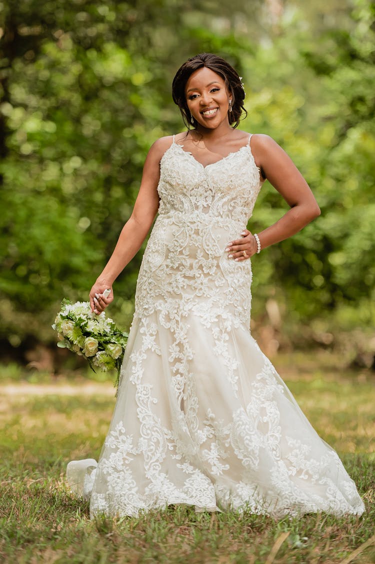 Bride Beaming In Park