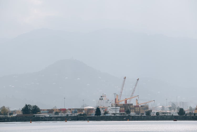 A Port With Industrial Cranes