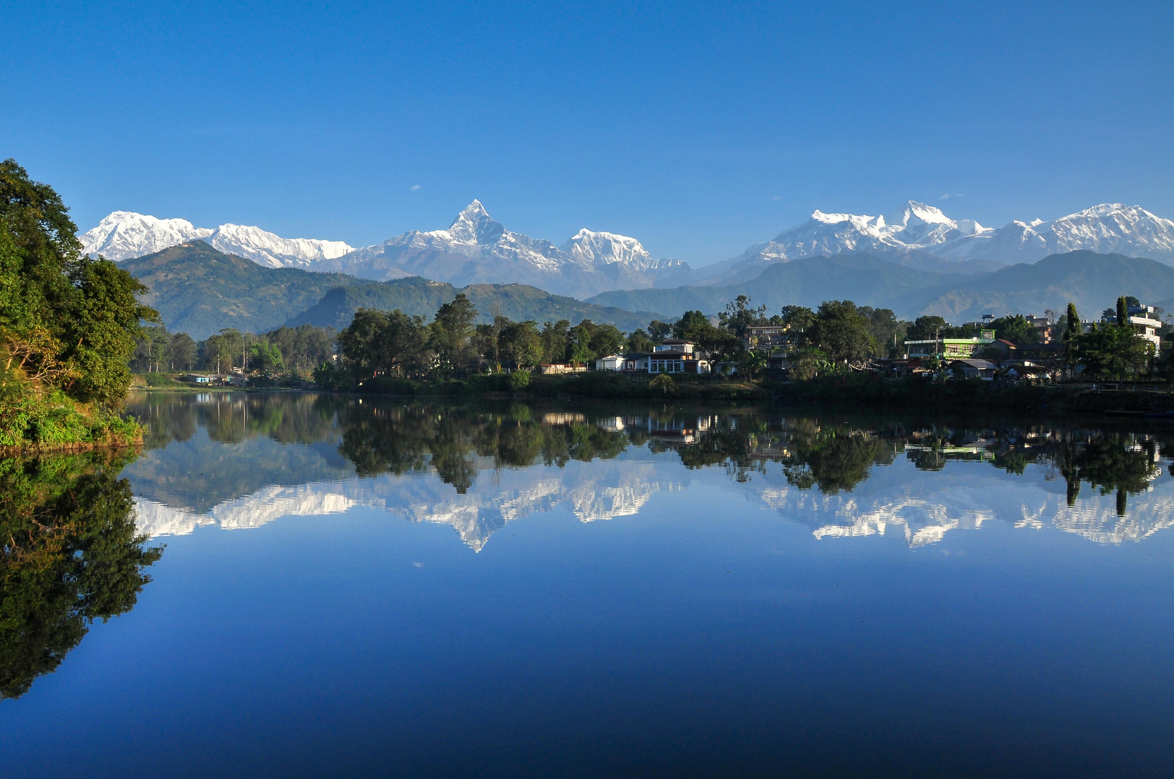 Wallpapers phewa lake, pokhara - Nepal, boat, lake, sunset, reflection,  evening, nature