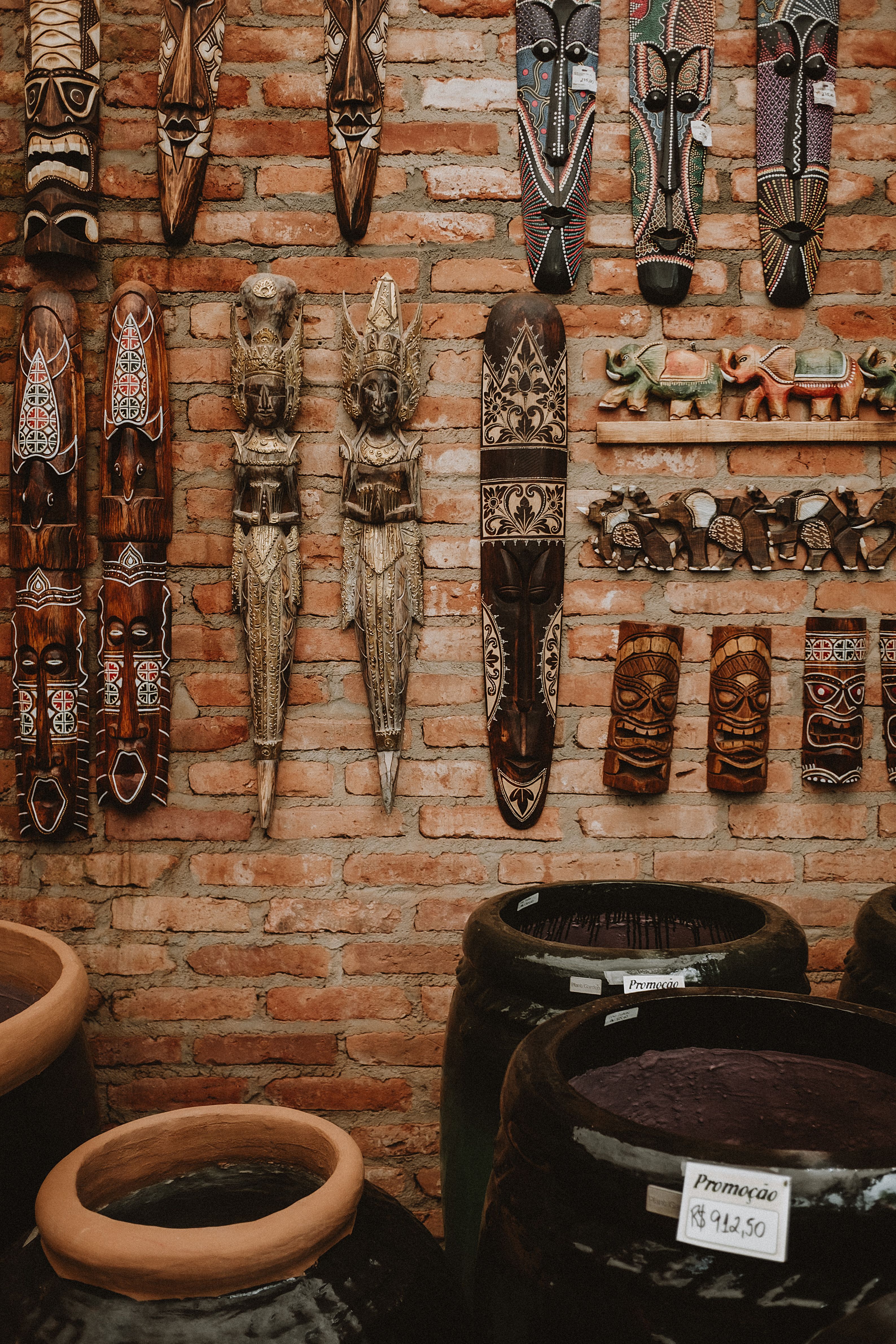 Photo of Wooden Masks in a Shop · Free Stock Photo