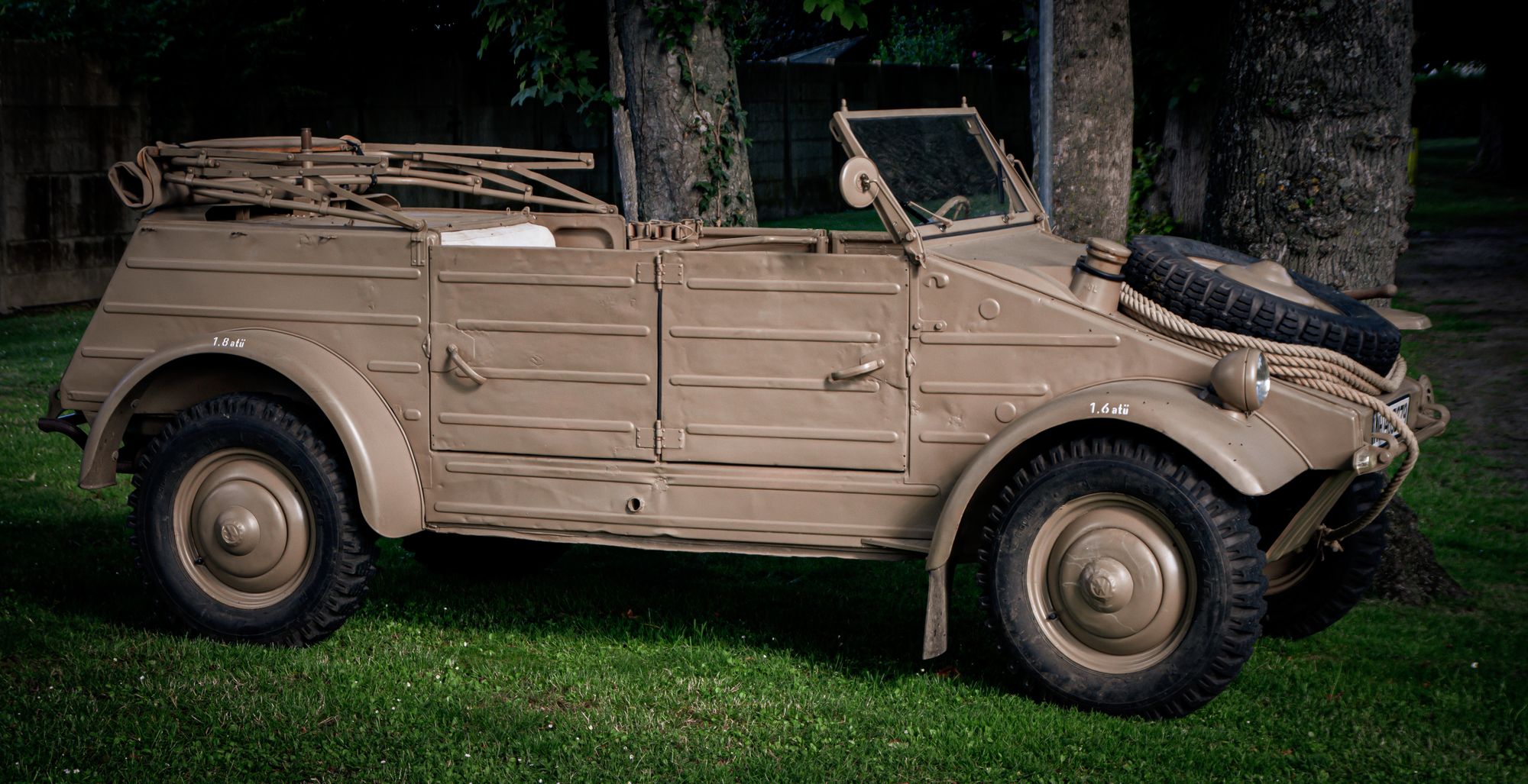 The Kübelwagen is the exact Wehrmacht military vehicle produced at Wolfsburg during WWII when civilian Beetle production…