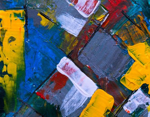 Free An engaging abstract painting featuring vivid colors and striking textures on canvas. Stock Photo