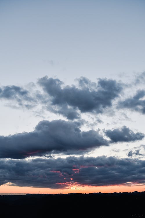 Vertical Sunset with Blue Clouds and Evening Sky, Space For Text