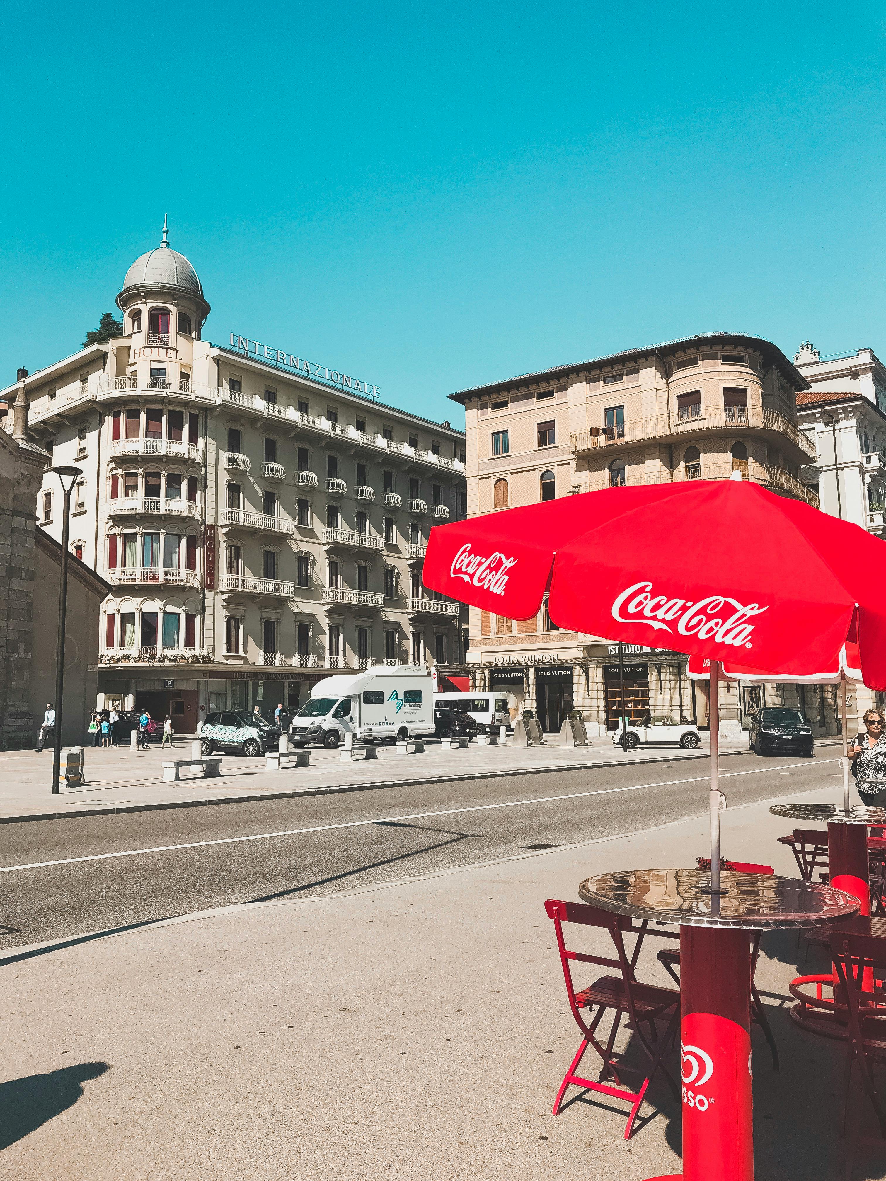 Red Coca Cola Patio Umbrella Free Stock Photo